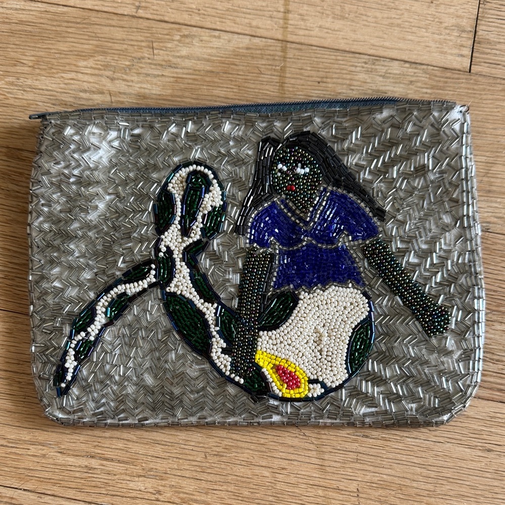 Beaded Mermaid Clutch - Silver and Multicolor